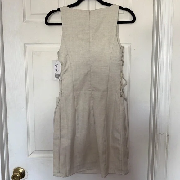 12th Tribe Vela Natural Linen Mini Dress Cream Size M - Picture 5 of 10